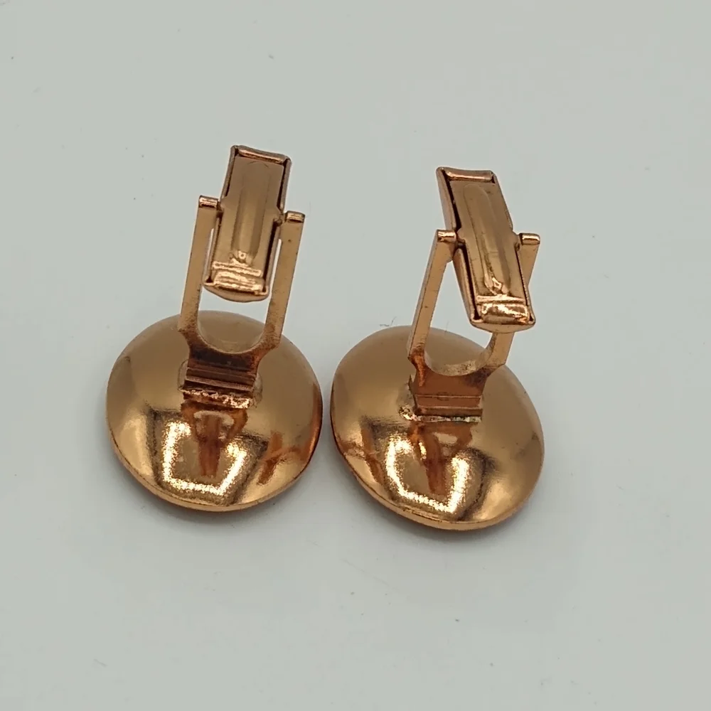 Onyx Center Copper Plated Cufflinks Midcentury Vintage